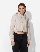 Trumpas džemperis - Gobtuvas su įvertu raišteliu - smelio spalvos