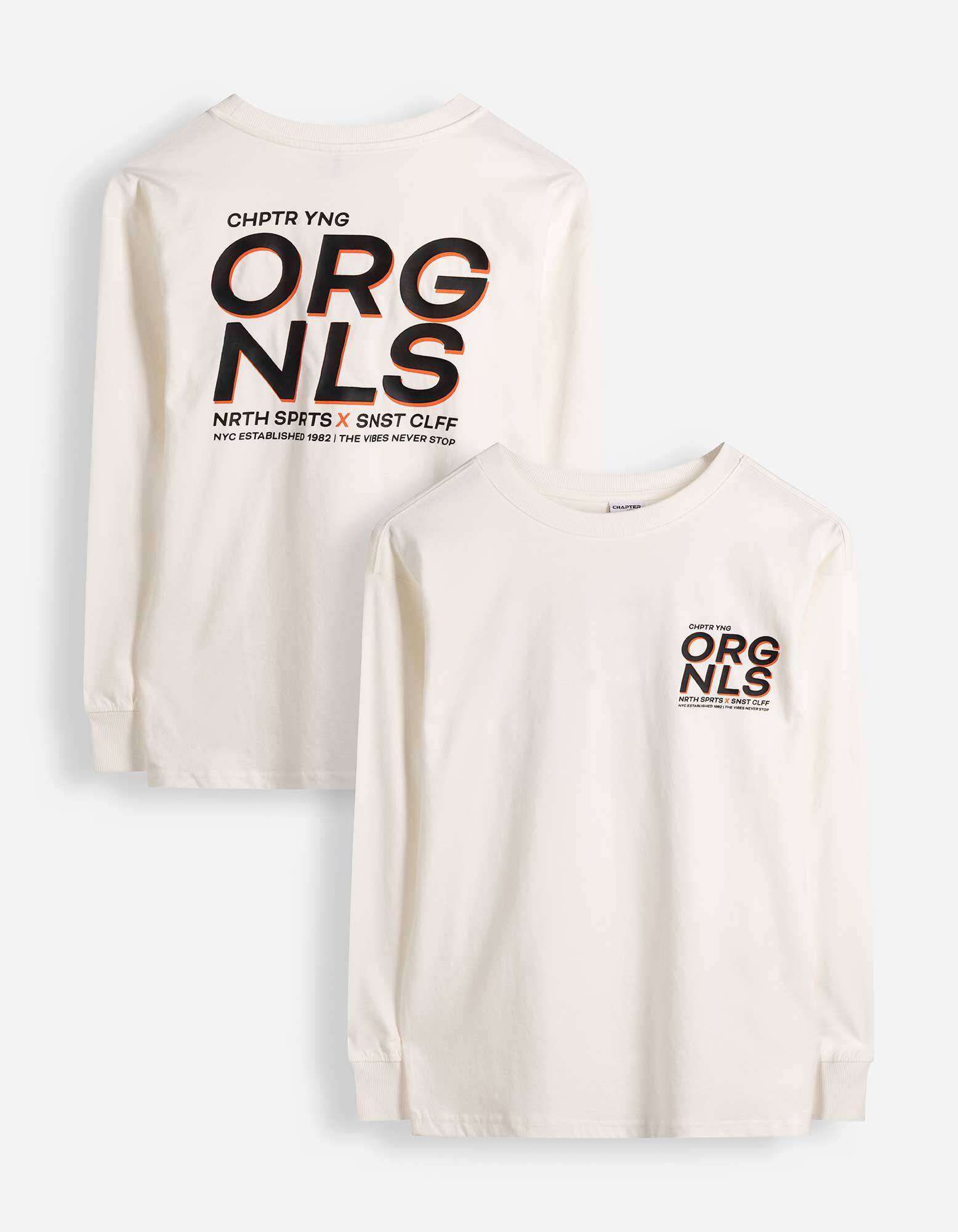 T-shirt &agrave; manches longues - Coupe oversize - Blanc cass&eacute;