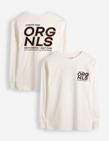 T-shirt &agrave; manches longues - Coupe oversize - Blanc cass&eacute;