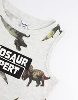 Top - Imprimeu cu dinozauri - Gri deschis