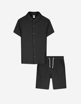 Set van overhemd en shorts - Mousseline - donkergrijs