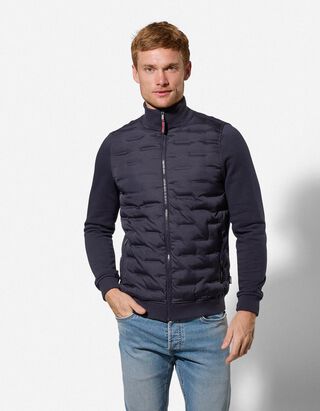 Sweatjacke - Material-Mix - dunkelblau