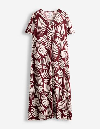 Kleid - Allover-Print - dunkelrot
