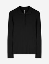 Langarmshirt - Rippenstruktur - schwarz