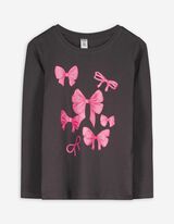 Langarmshirt - Frontprint - grau