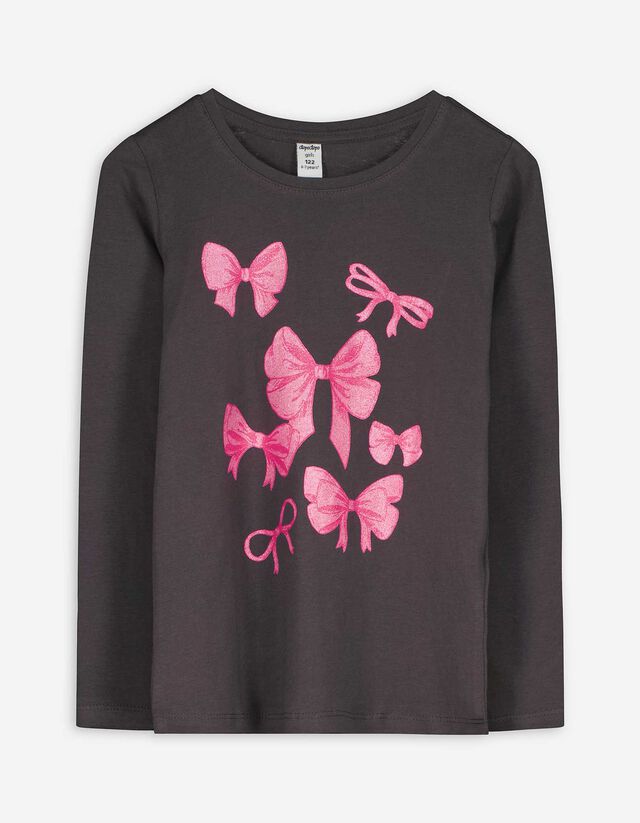Langarmshirt - Frontprint - grau