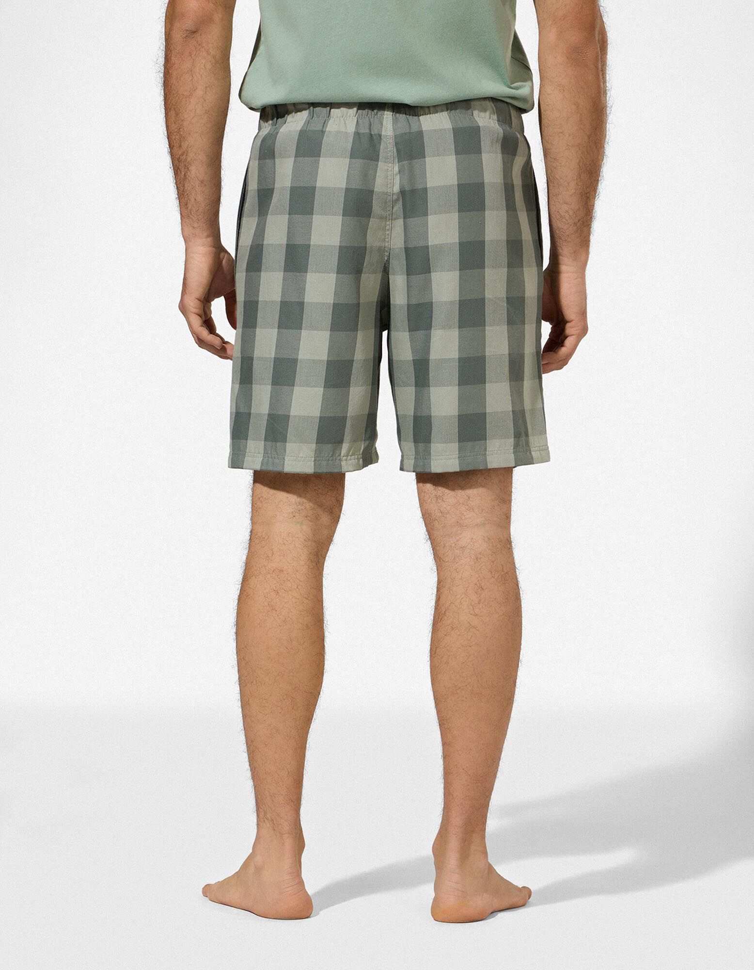 Pyjamashorts - Karomuster - hellgr&uuml;n