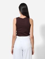 Top - Rippenstruktur - dunkelbraun