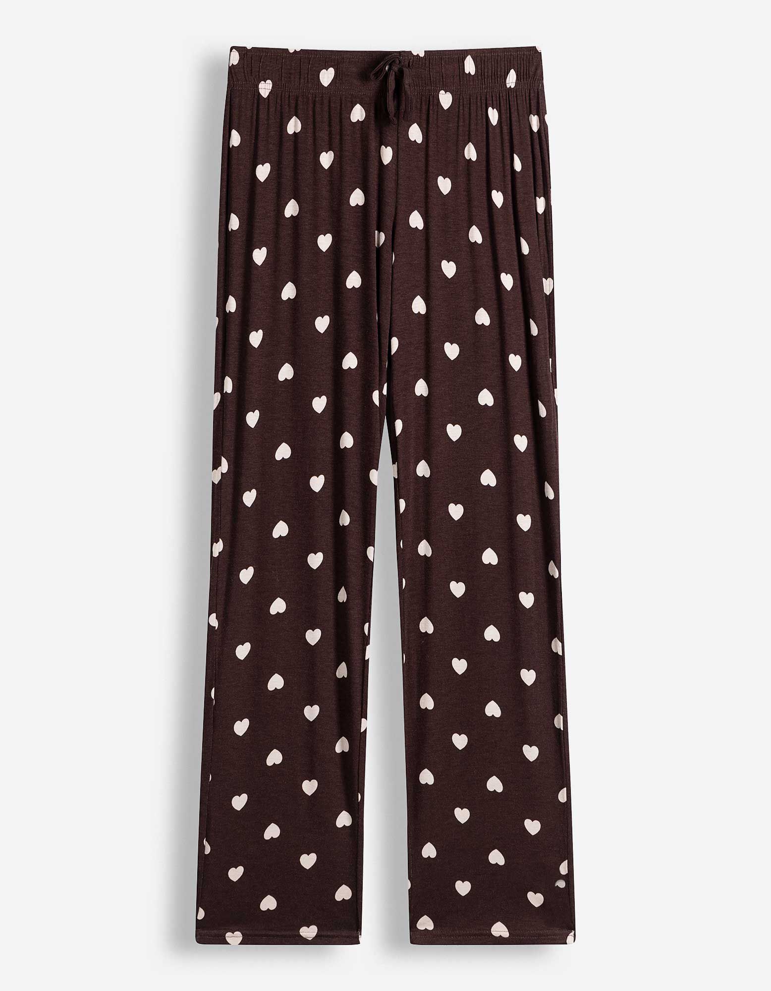 Pyjama Set aus Shirt und Hose - Viskose - Dunkelbraun