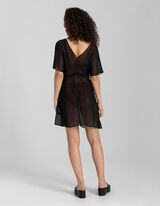 Poncho kąpielowy - sznurowanie - czarny