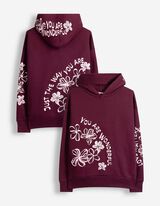 Hoodie - Print - Dunkelrot