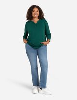 Pikkade varrukatega s&auml;rk - serafino-l&otilde;ikeline kaelus - tumeroheline