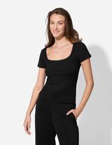 Hosszú ujjú felső - Bordázott - fekete