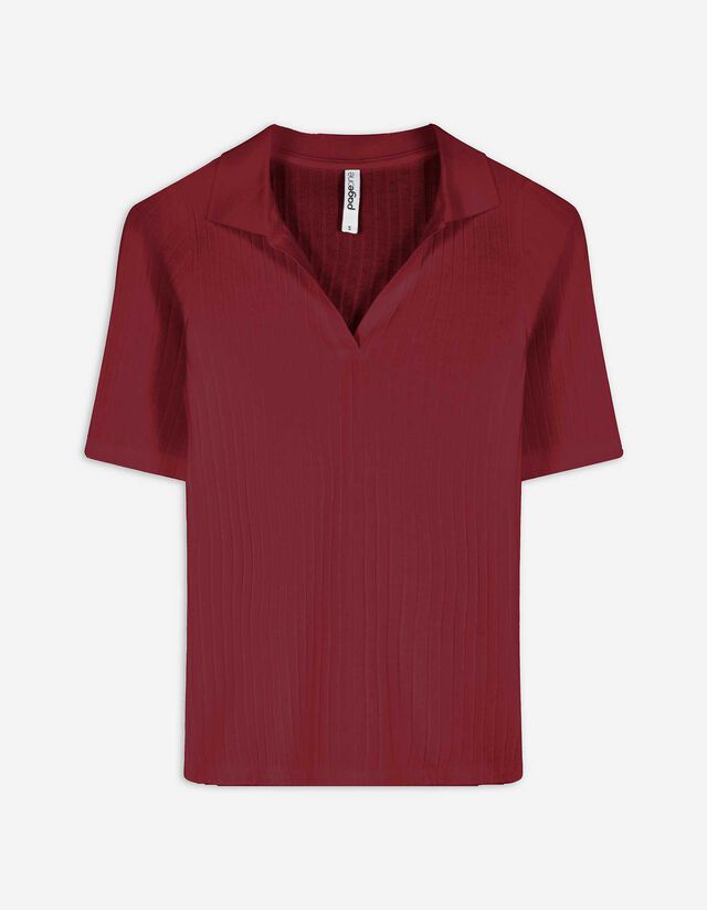 Polo - Mélange de coton - Rouge foncé