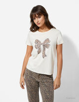 T-Shirt - Glitzerprint - weiß