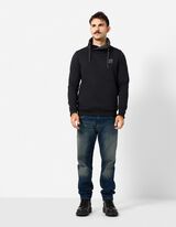 Sweatshirt - Schalkragen - Schwarz