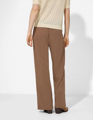 Broek - Elastische band - bruin