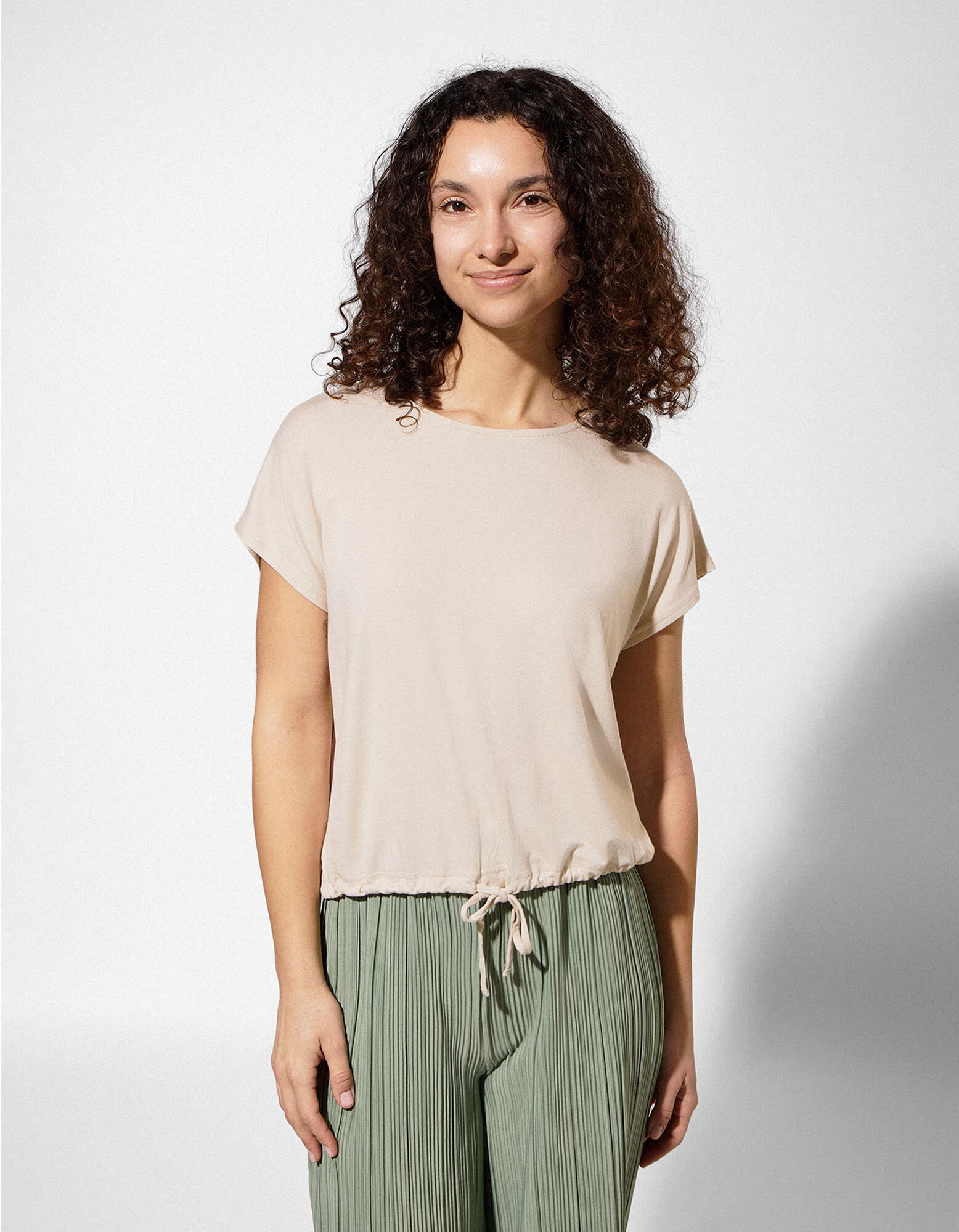 T-Shirt - Knotendetail - Beige