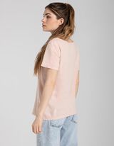 Majica kratkih rukava - Mje&scaron;avina lana - ruzicasta