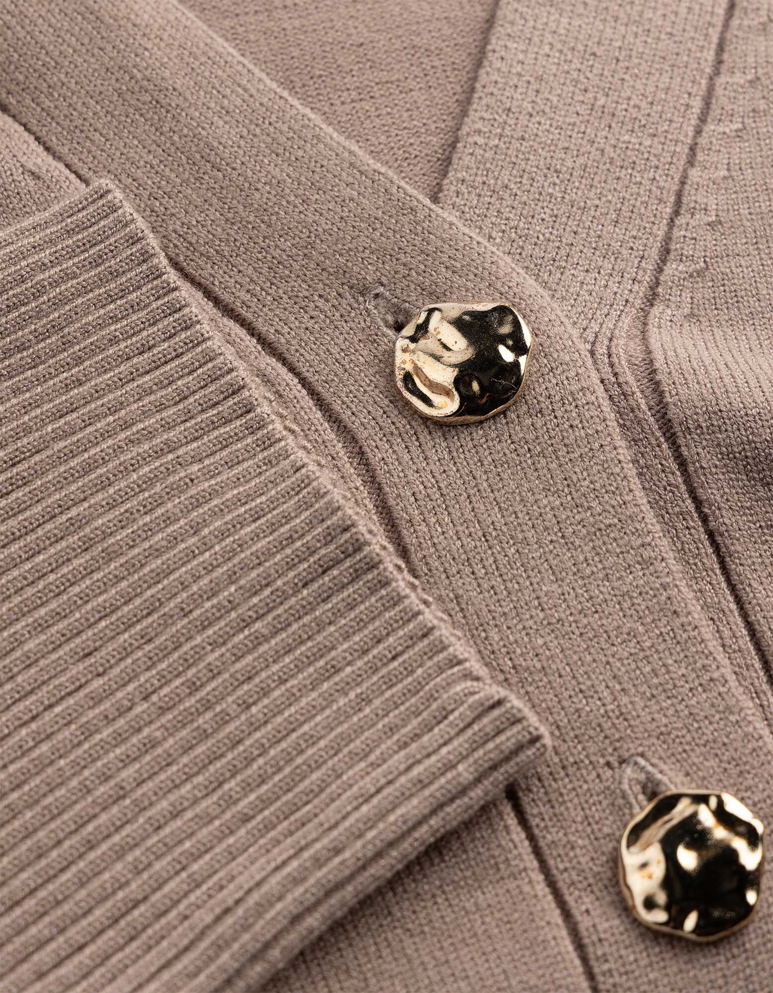 Cardigan - Druckknopf - Taupe