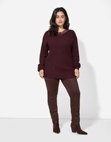 Pulovr - Krajková aplikace - tm. lila