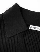 Top tricotat - Amestec viscoză - Negru