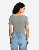 T-shirt - Inserto in pizzo - verde