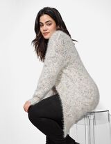 Cardigan - Pl&uuml;sch - wei&szlig;