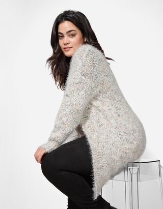 Cardigan - Plüsch - weiß