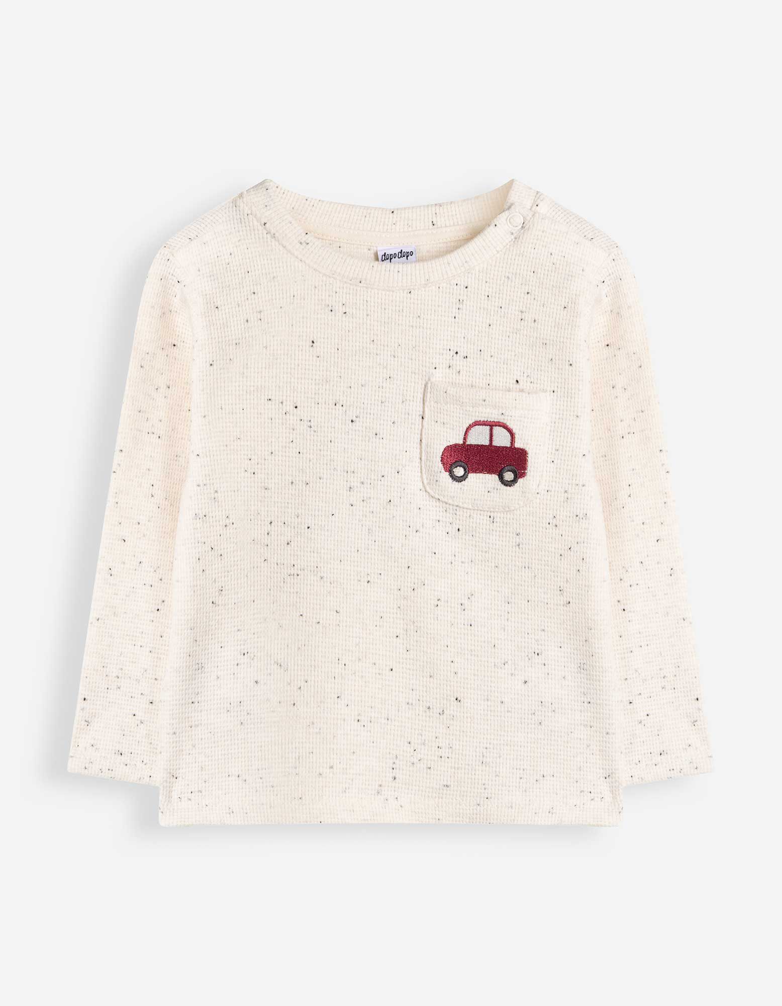 Langarmshirt - Waffelstruktur - Off-White