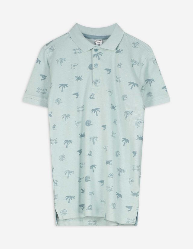 Polo - Imprimé all-over - turquoise
