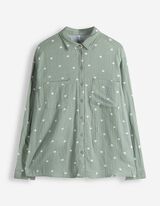 Bluse - Allover-Print - t&uuml;rkis