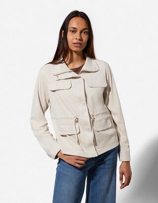 Jacke - Kunstleder - beige
