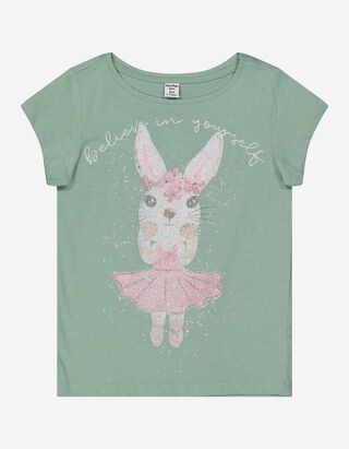 T-shirt - Glitterprint - groen