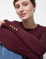 Pletený sveter - Ozdobné gombíky - tmavofialova