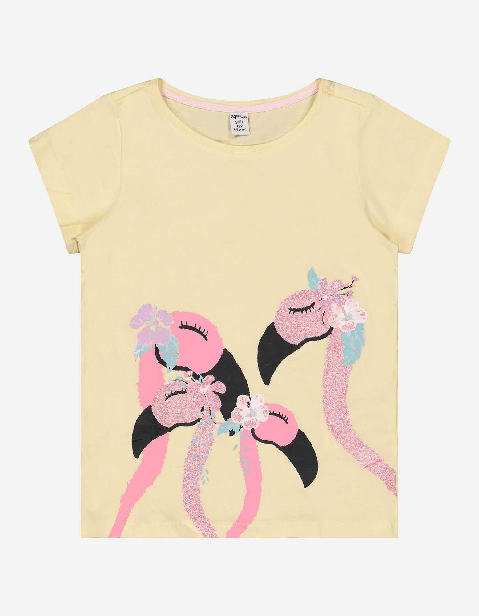 T-shirt - Glitterprint - lichtgeel