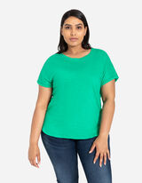 T-s&auml;rk - kinnitusega varrukad - roheline