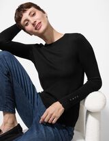 Strickpullover - Zierknöpfe - schwarz