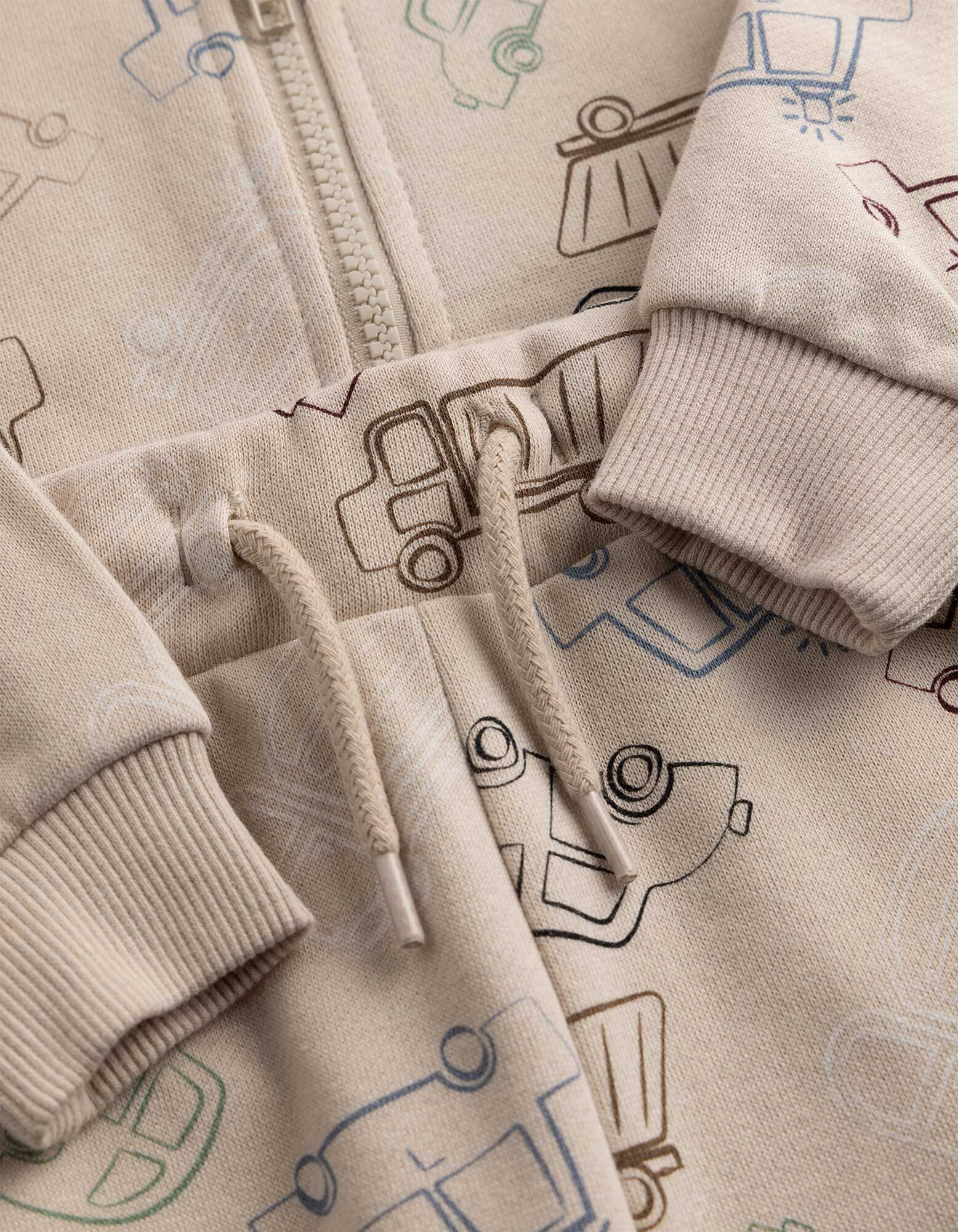 Set aus Sweatshirt und Jogginghose - gemustert - Beige