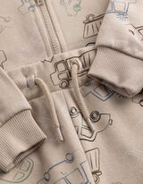 Set aus Sweatshirt und Jogginghose - gemustert - Beige