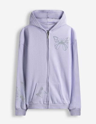 Sweatjacke - Ziersteine - lila