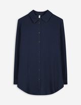 Longbluse - einfarbig - dunkelblau