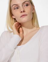 Strickjacke - V-Ausschnitt - wei&szlig;