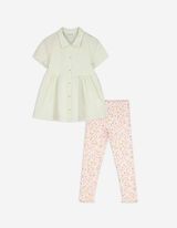 Set van jurk en leggings - Seersucker - lichtgroen