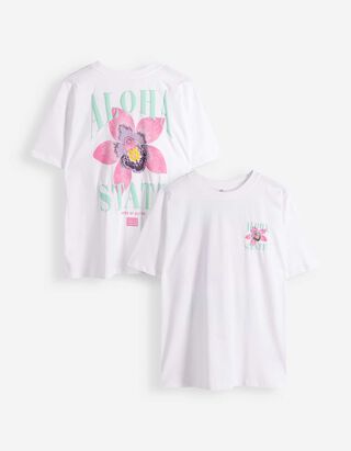 T-Shirt - R&uuml;ckenprint - Wei&szlig;