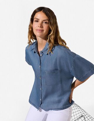 Bluse - dark blue denim - blau