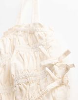 Blouse - N&oelig;ud appliqu&eacute; - blanc