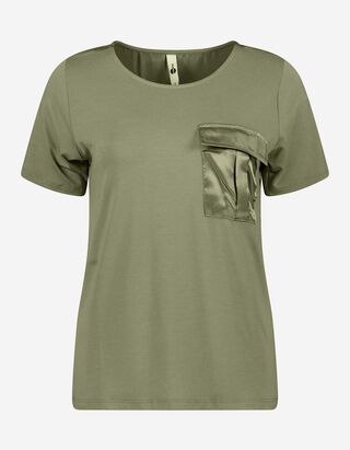 T-shirt - Viscose m&eacute;lang&eacute;e - Vert fonc&eacute;