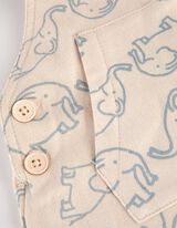 Set maglia manica lunga + salopette - Stampa allover - beige