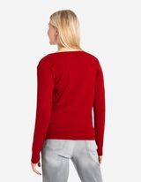 Sweter z dzianiny - Wełniany wygląd - ciemny czerwony